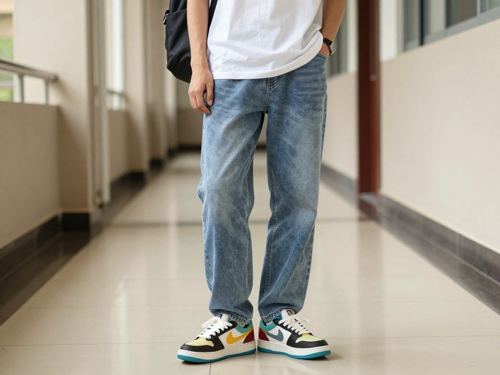 Student wearing statement shoes outfit for school
