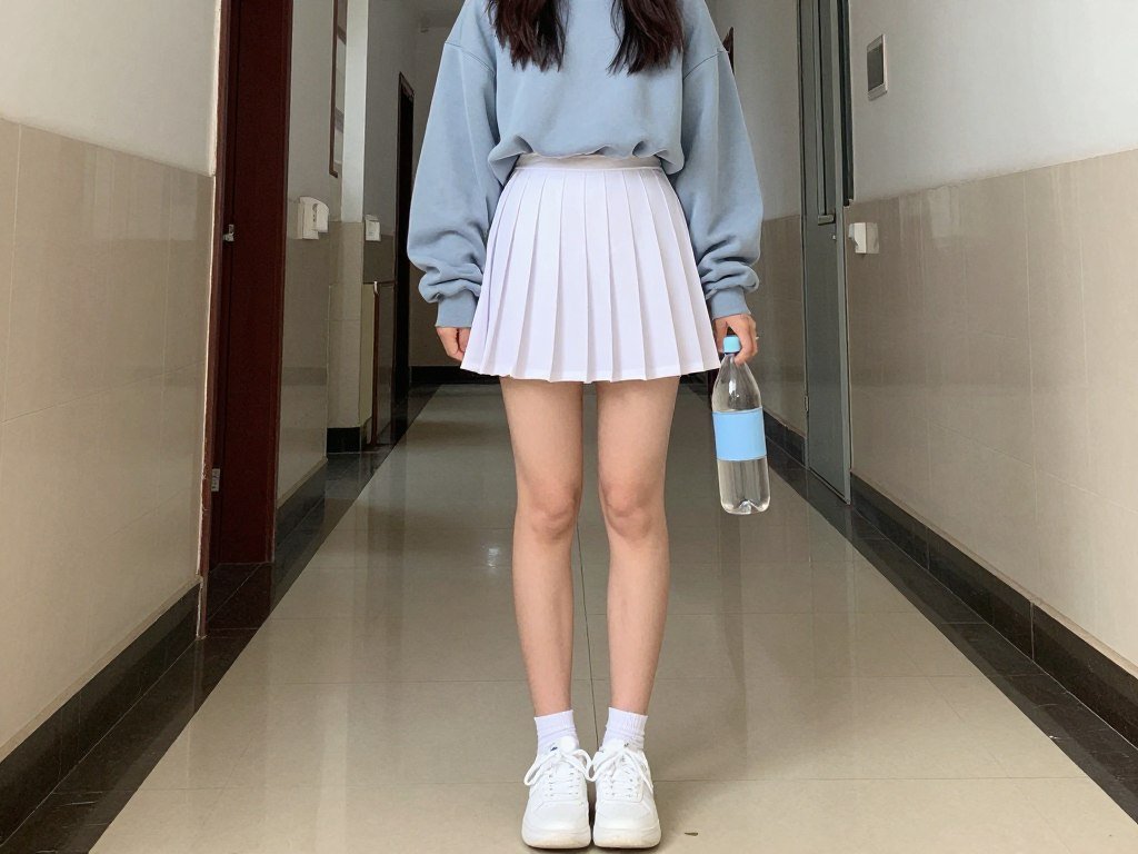 Student wearing tennis skirt outfit for school