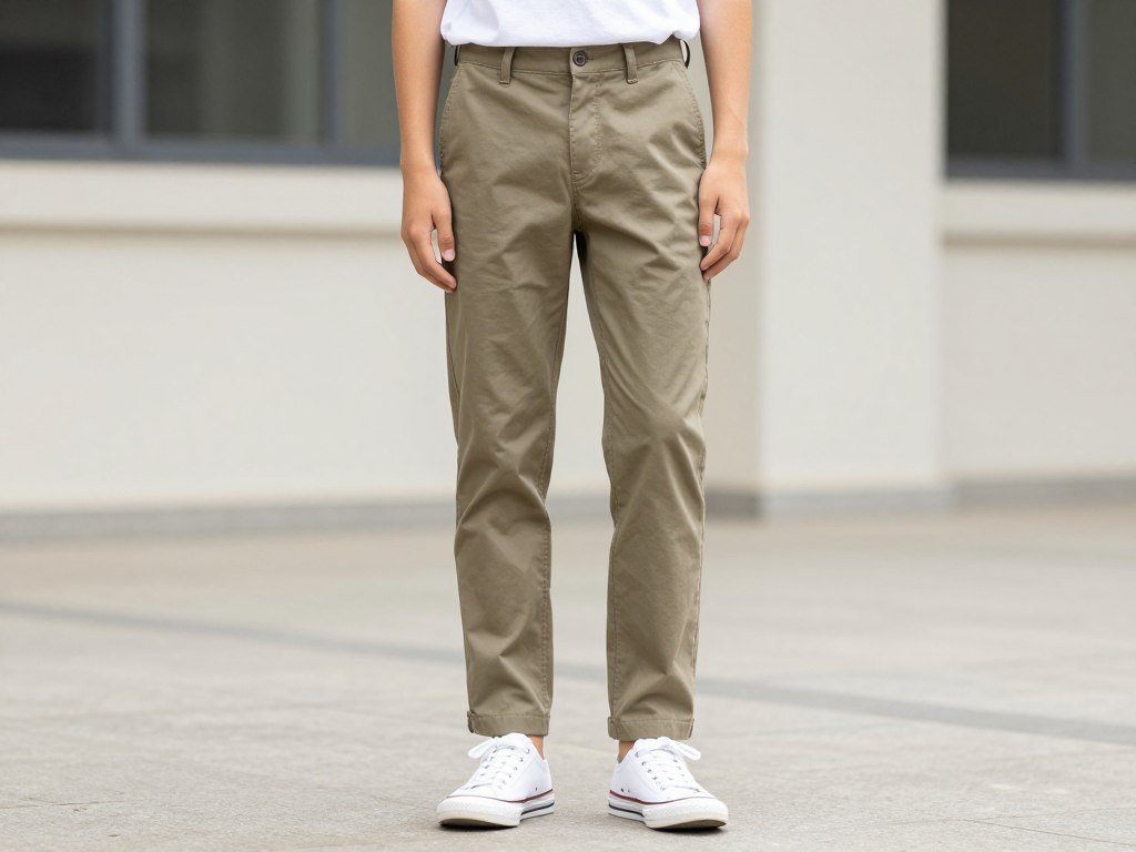 Student wearing well-fitted chinos styled for school