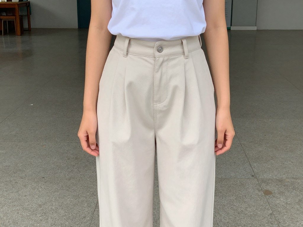 Student wearing wide-leg pants with a simple top for spring school style