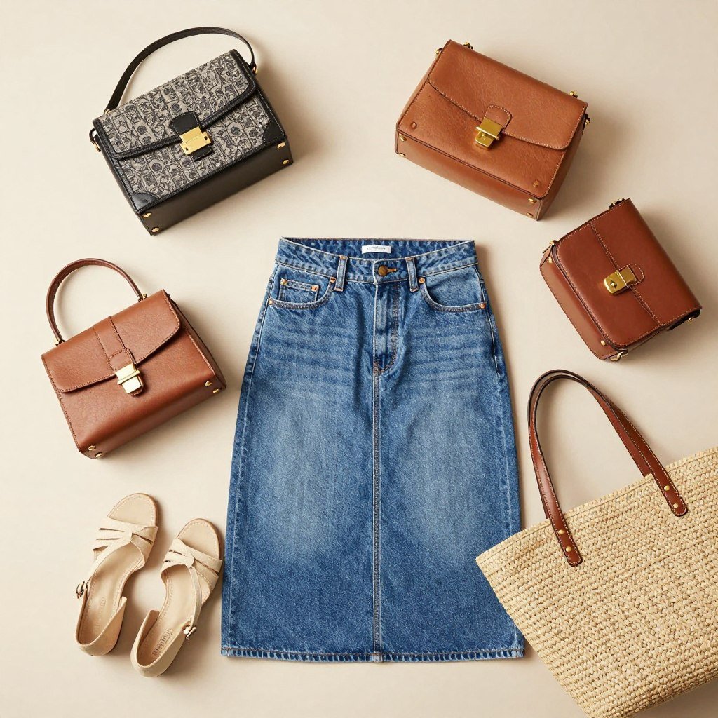 Stylish bags to complement denim skirt looks