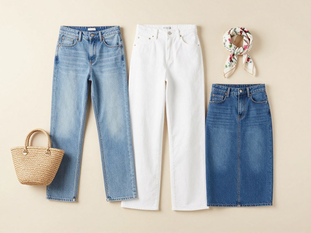 Various denim styles ideal for early spring outfits