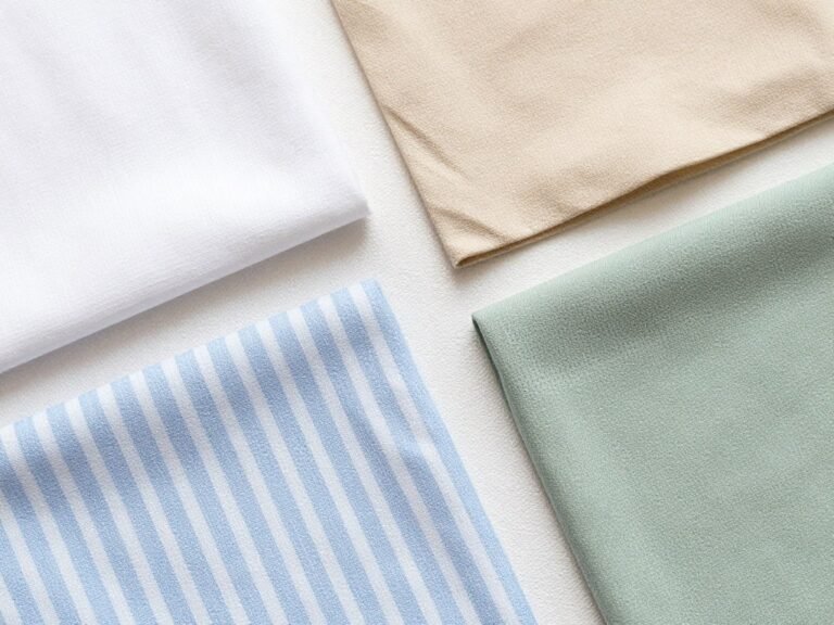 Various summer fabric swatches including linen, cotton, and seersucker for casual summer outfits men