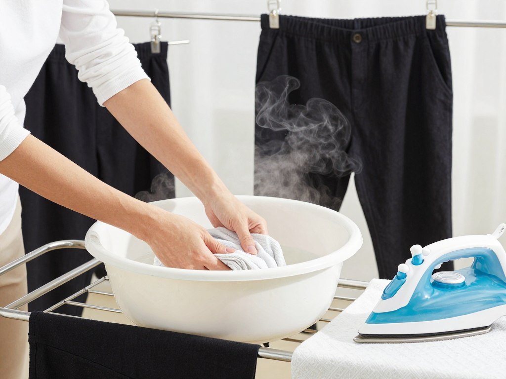 Visual guide showing proper care techniques for black linen pants to maintain their quality for black linen pants outfits