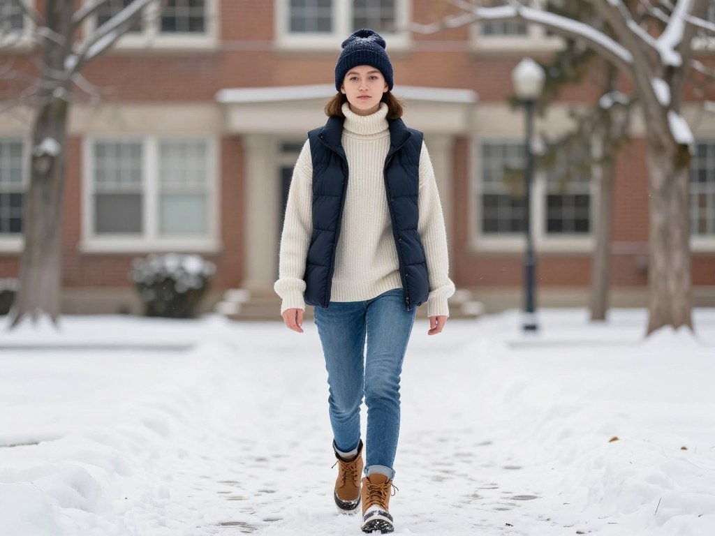 Winter layered school outfit