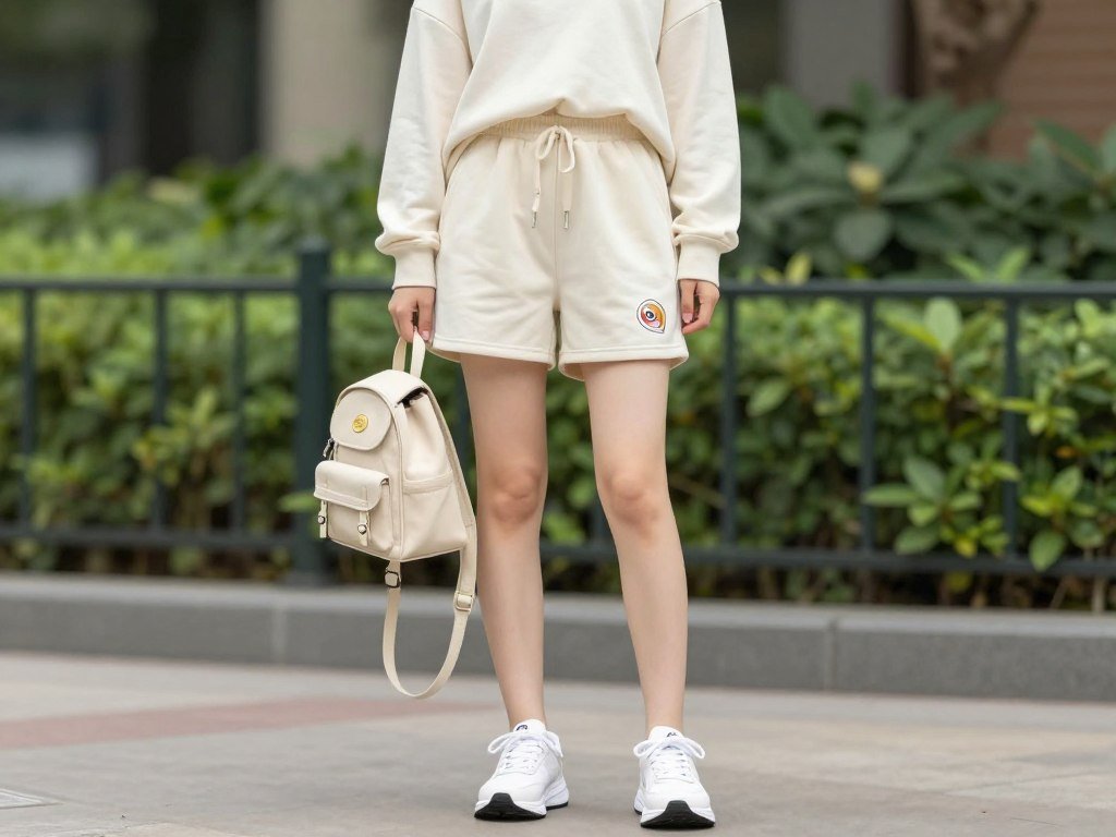 Woman wearing comfortable Disney park outfit with matching set and comfortable shoes