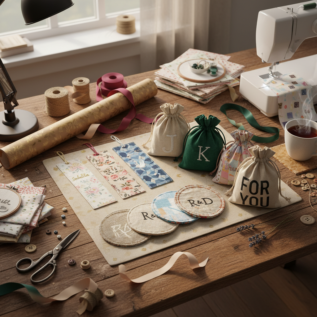 Assortment of handmade sewn gifts ready for giving