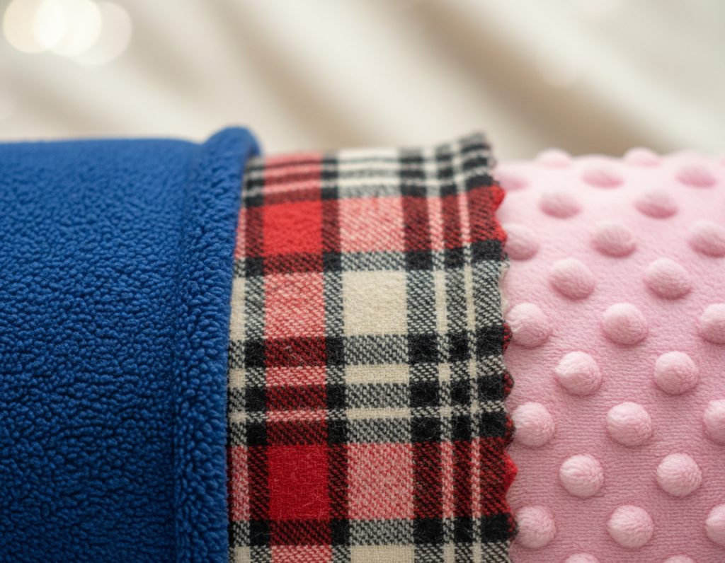 Close-up comparison of different fabric textures suitable for neck cowls