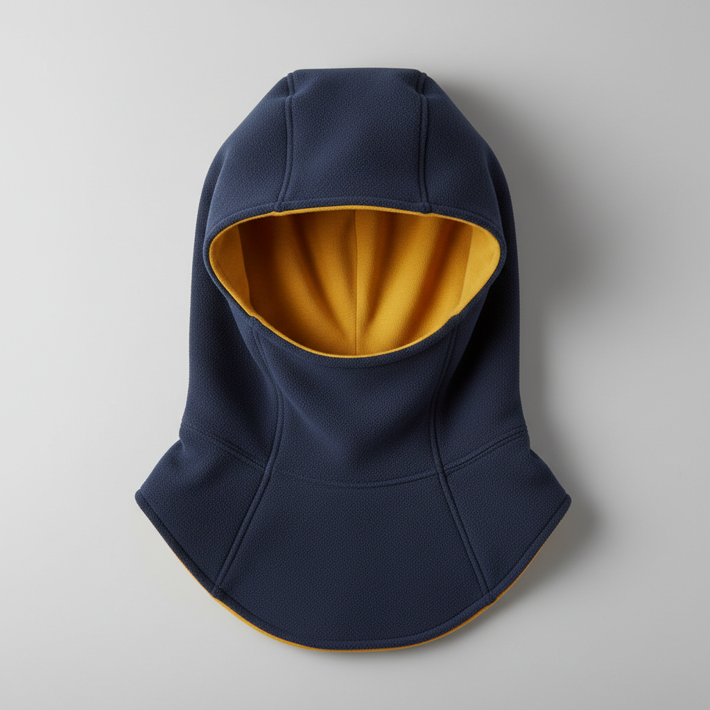 Hooded neck cowl showing integrated hood