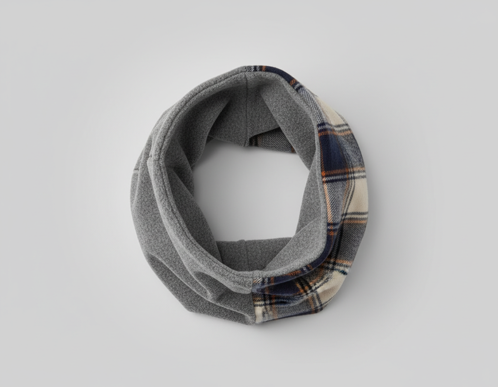 Pressed neck cowl showing flat seams and sharp corners