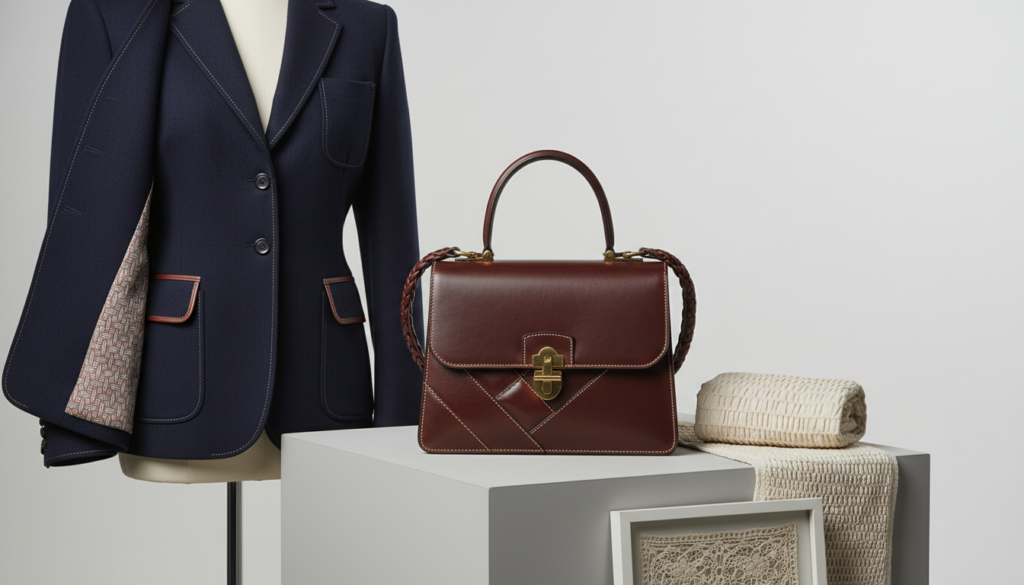 advanced hand-sewn projects including structured bag and detailed clothing