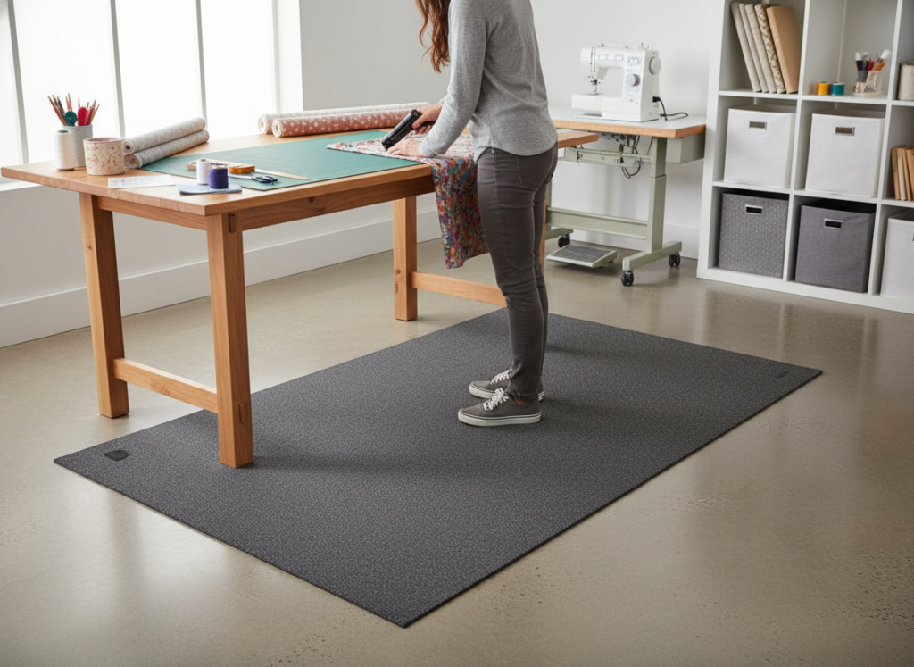 anti-fatigue mat in front of cutting table