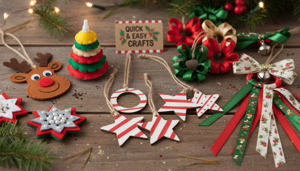array of simple quick-to-make fabric ornaments