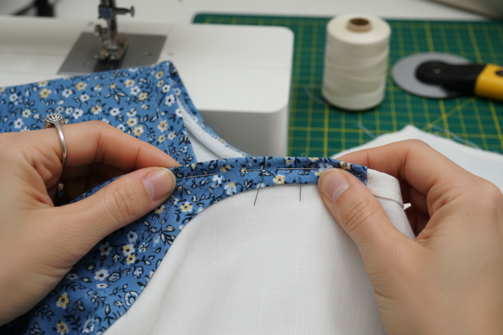 attaching sleeve to armhole of handmade top