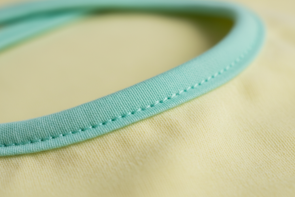 baby bib with bias tape edge finish