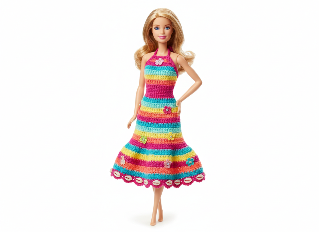 barbie doll wearing handmade summer dress