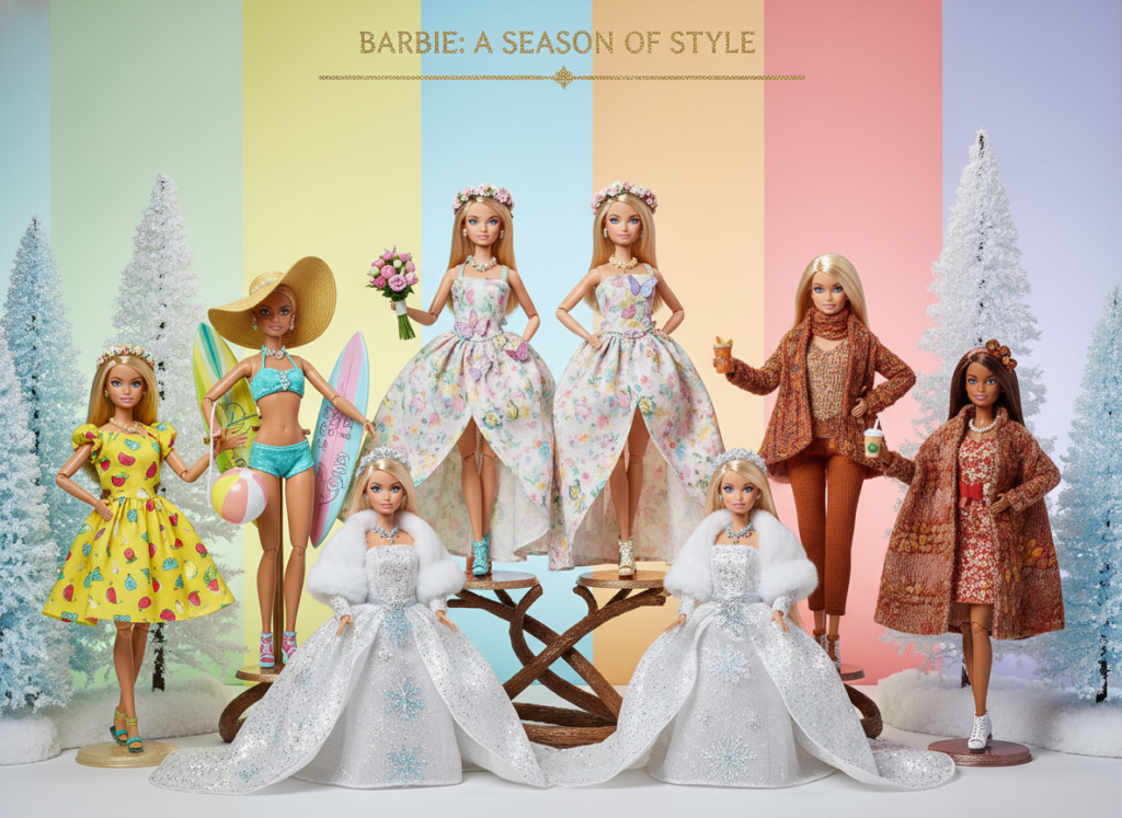barbie dolls in themed outfit collection