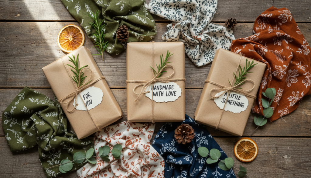 beautifully packaged handmade gifts with rustic wrapping and personal touches