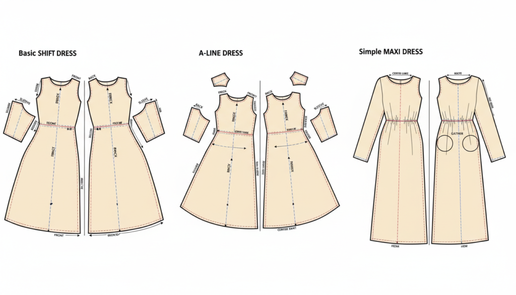 beginner-friendly dress sewing pattern layouts