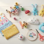beginner sewing projects easy for kids with colorful fabric and simple tools