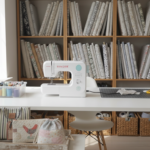 beginner sewing workspace with colorful fabrics and simple handmade projects ready to sell