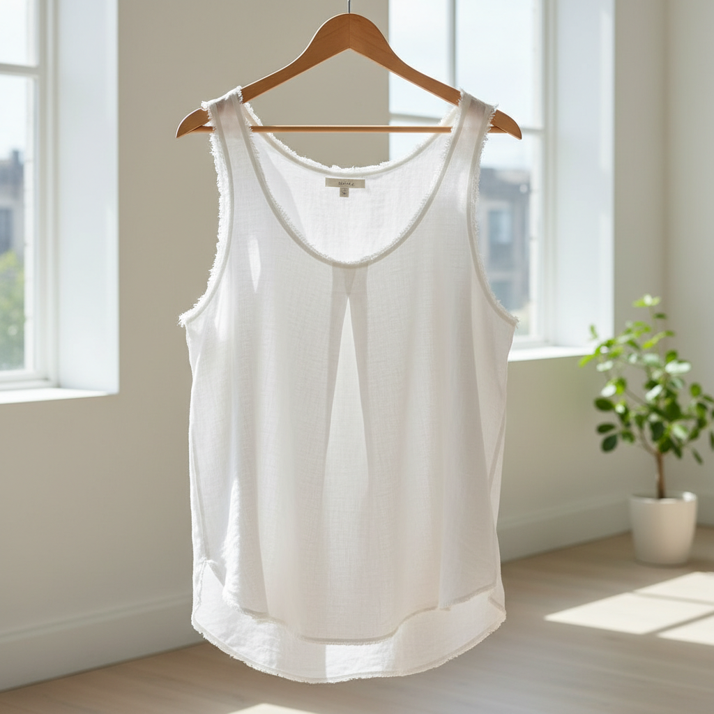 breezy summer tank top made from upcycled button-up shirt