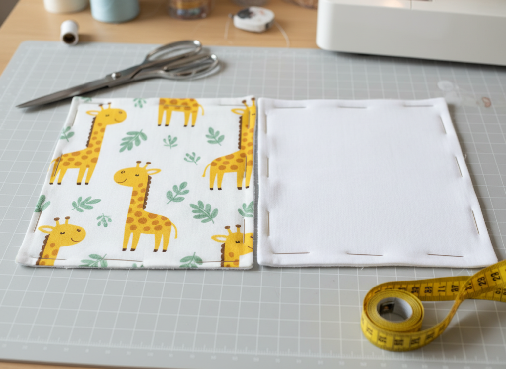 burp cloth fabric pieces ready to sew