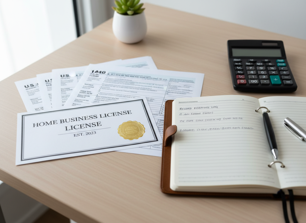 business documents and registration paperwork for handmade business