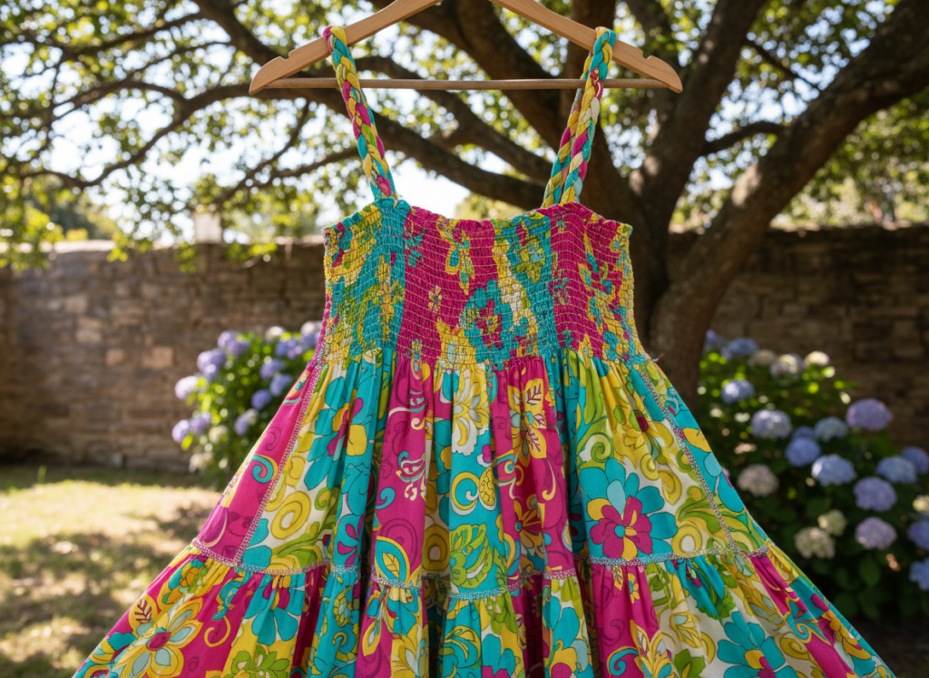 cheerful sundress pattern with gathered details