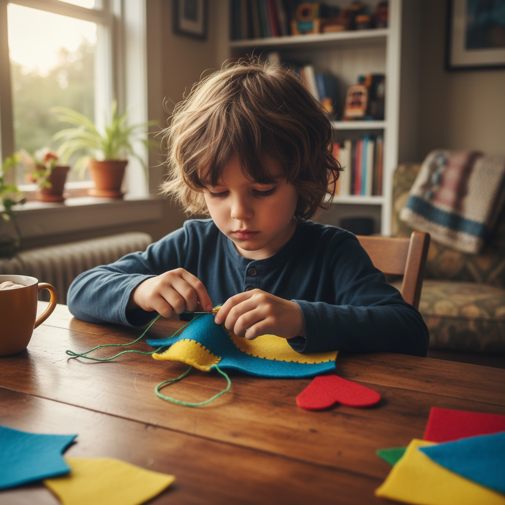 child learning hand sewing skills with parent supervision child learning hand sewing skills with parent supervision