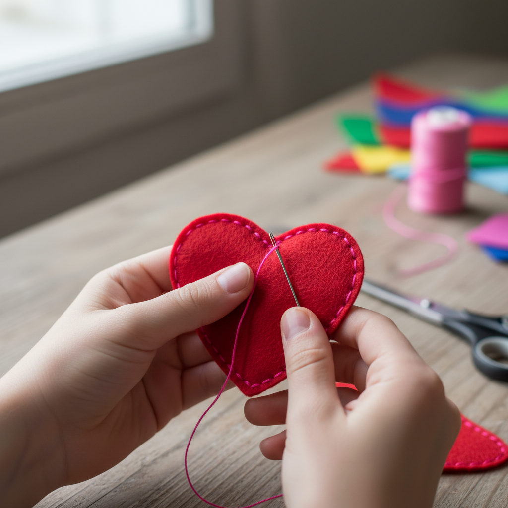 child sewing a simple felt stuffed animal child sewing a simple felt stuffed animal