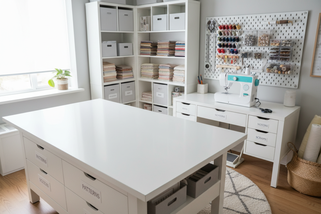 clean sewing workspace ready for next project