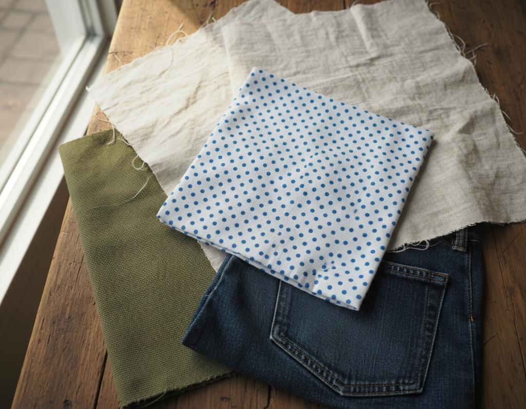 close-up of different fabric types suitable for tote bags