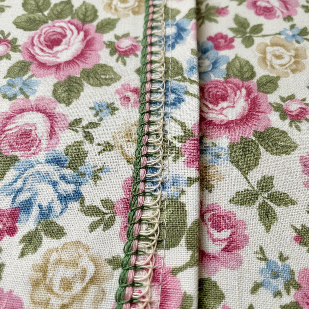 close-up of finished seam showing professional construction detail