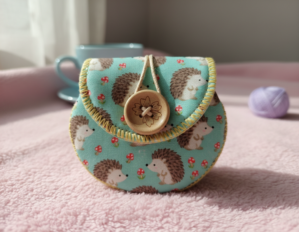 coin purse with button closure
