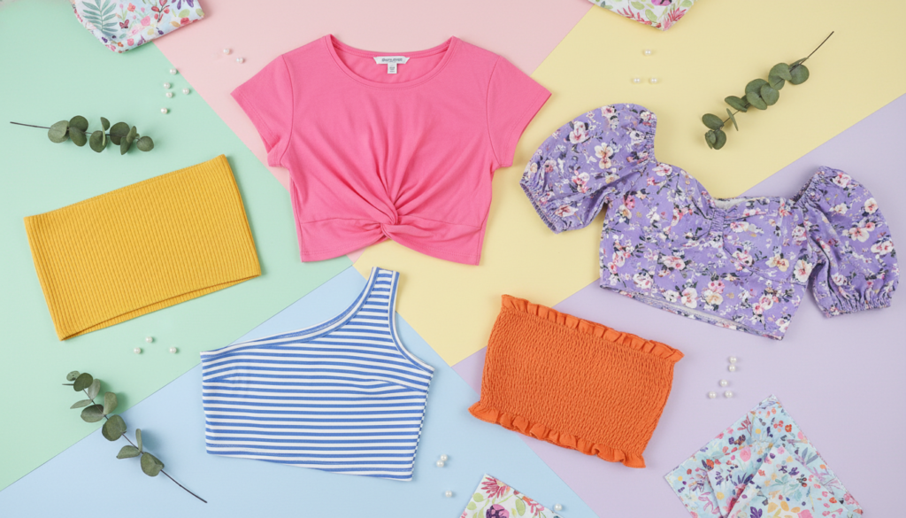 collection of different crop top styles created from basic t-shirts