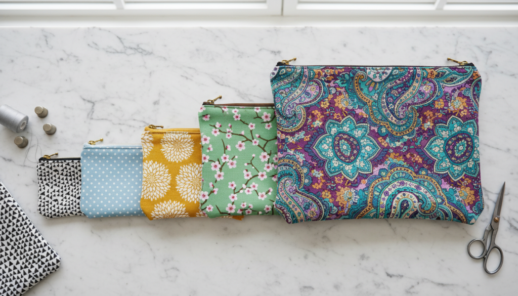 collection of different sized zippered pouches for beginner sewing projects collection of different sized zippered pouches for beginner sewing projects