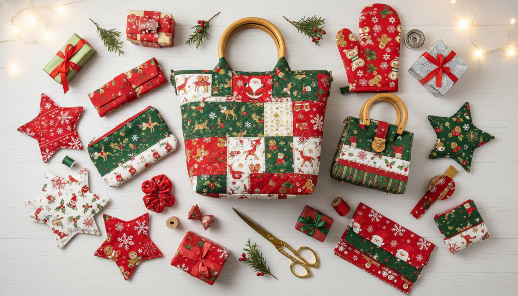 collection of handmade christmas sewing projects