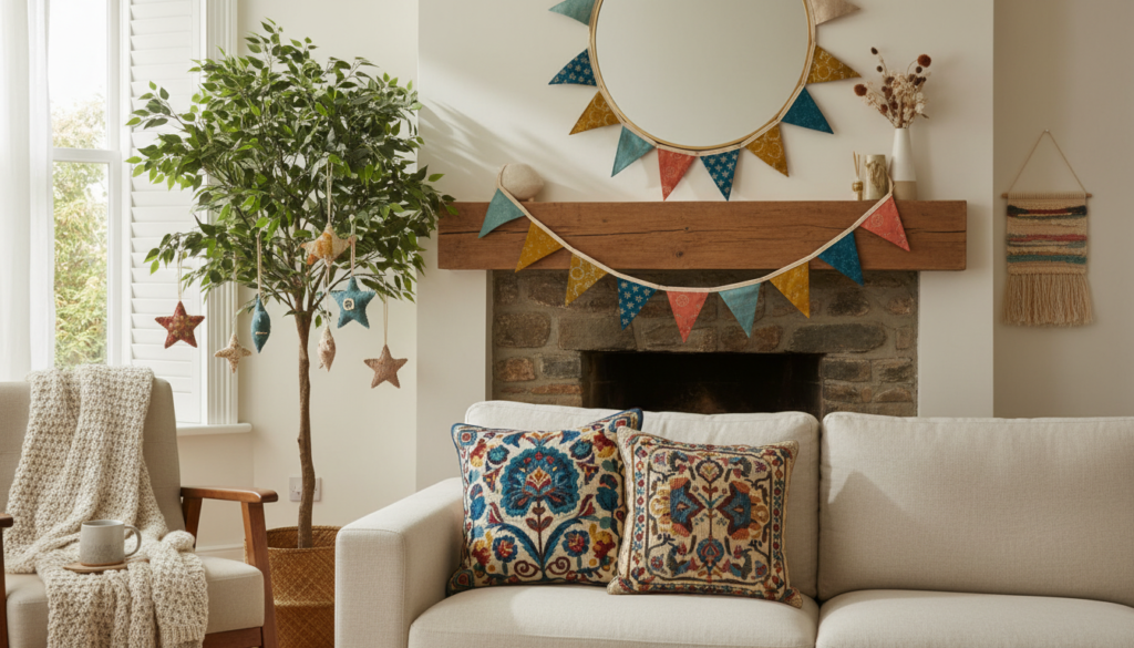 collection of handmade decorative items including ornaments cushion covers and wall hangings collection of handmade decorative items including ornaments cushion covers and wall hangings