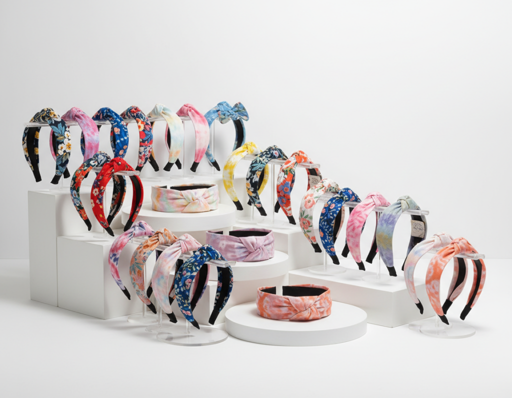 collection of handmade fabric headbands
