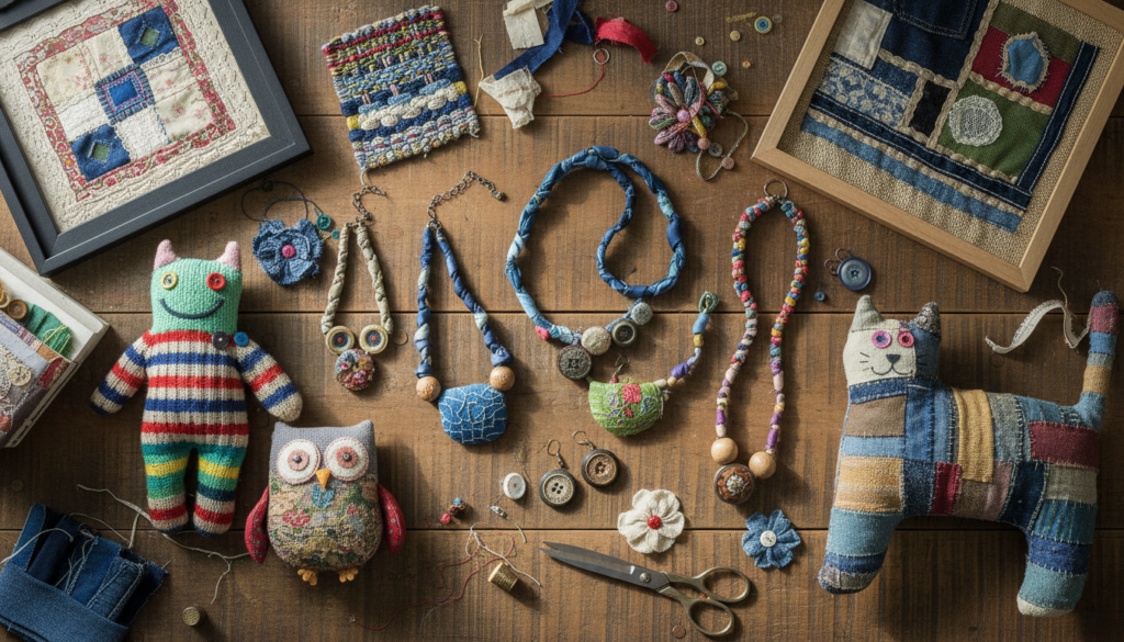 collection of unique upcycled items showing creative possibilities