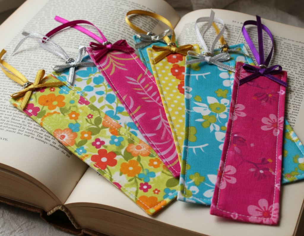 colorful fabric bookmarks kids can make as easy sewing projects