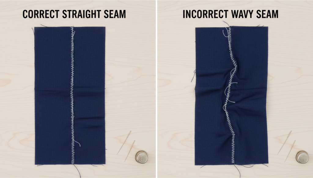 comparison of correct and incorrect sewing techniques