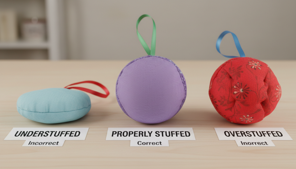 comparison of well-stuffed versus poorly stuffed ornaments