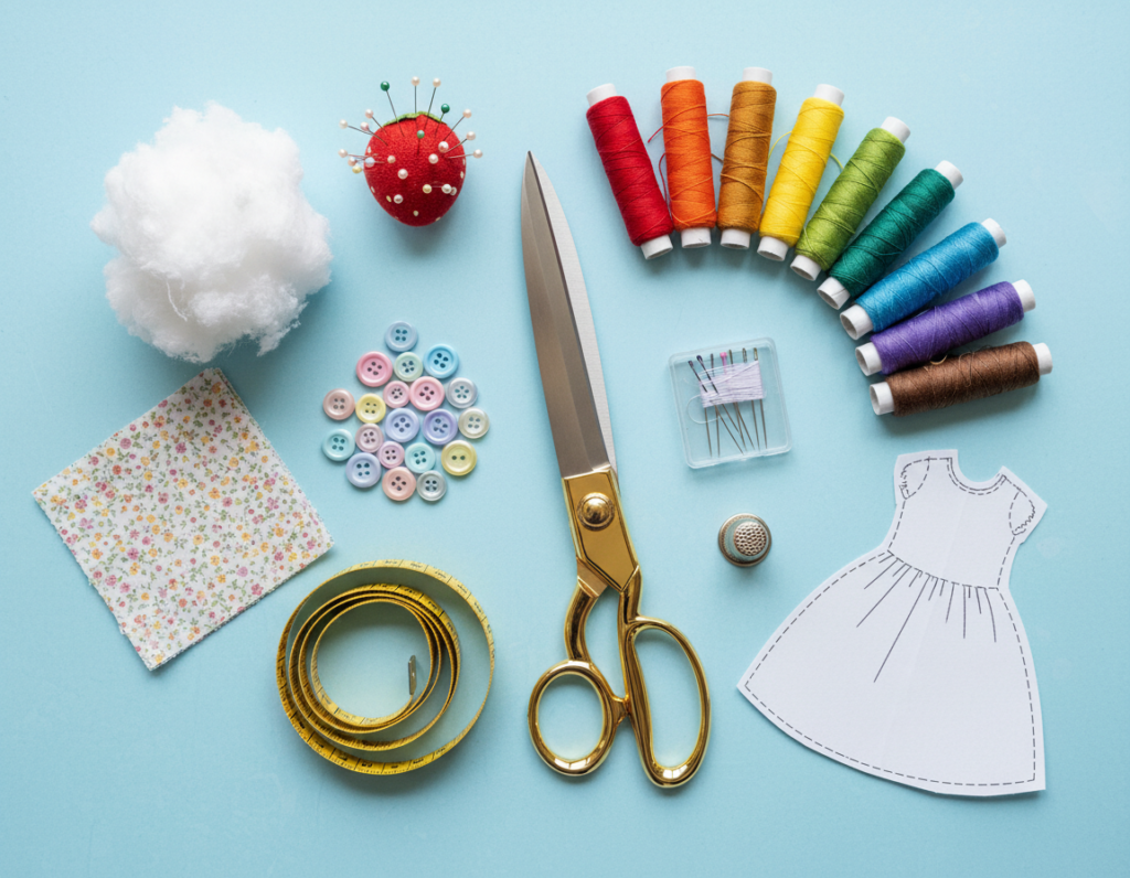 complete doll sewing toolkit with materials and notions