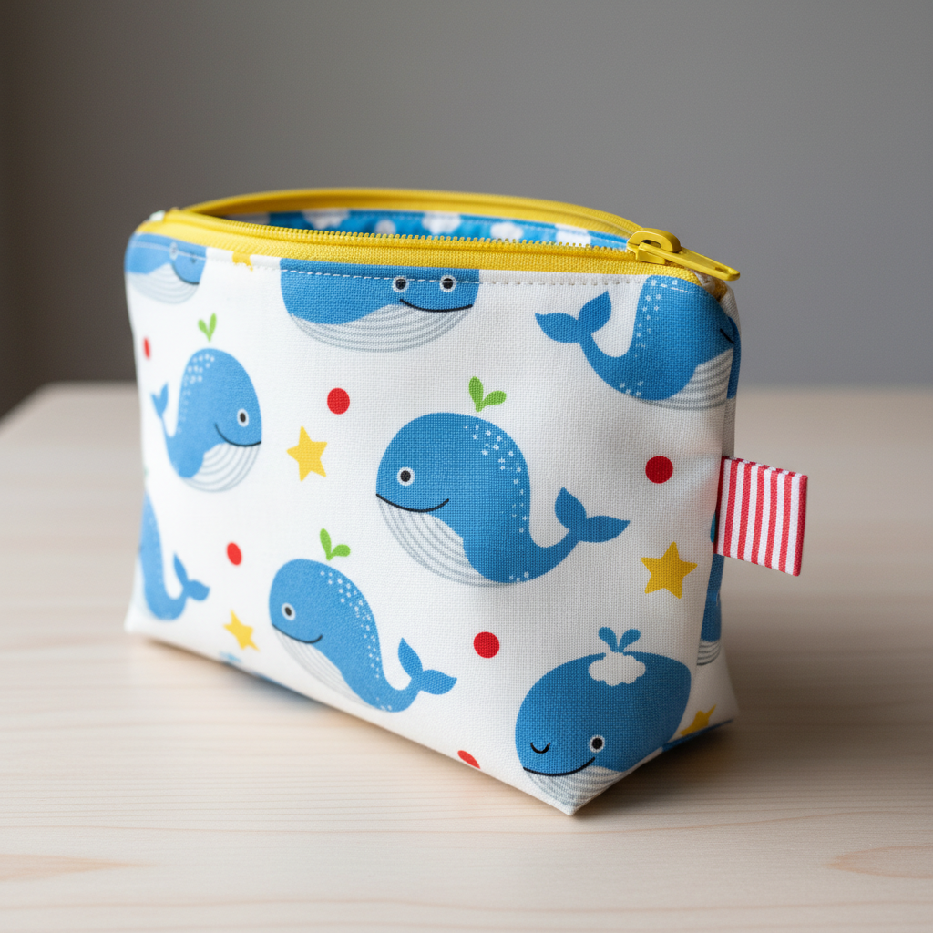 completed zipper pouch showing beginner sewing project with zipper installation
