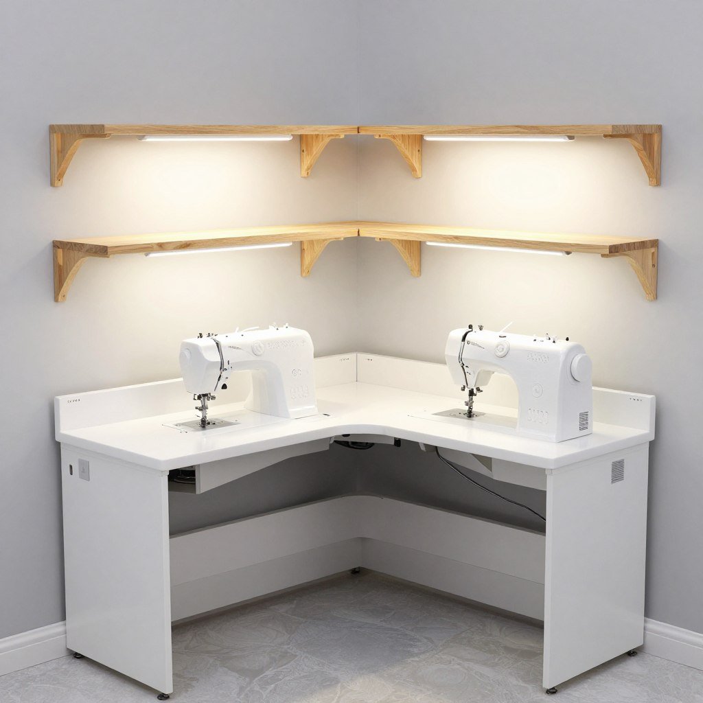 corner sewing workstation maximizing space