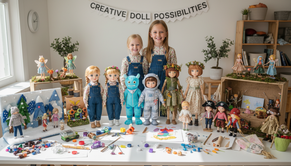 creative doll project ideas including matching outfits and themed collections