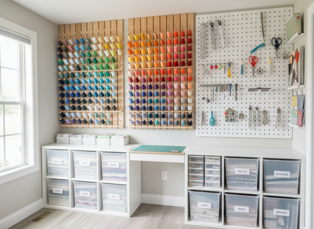 creative storage solutions for small sewing spaces