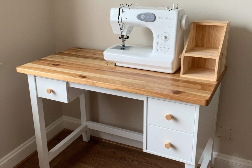 custom DIY sewing table with personalized storage